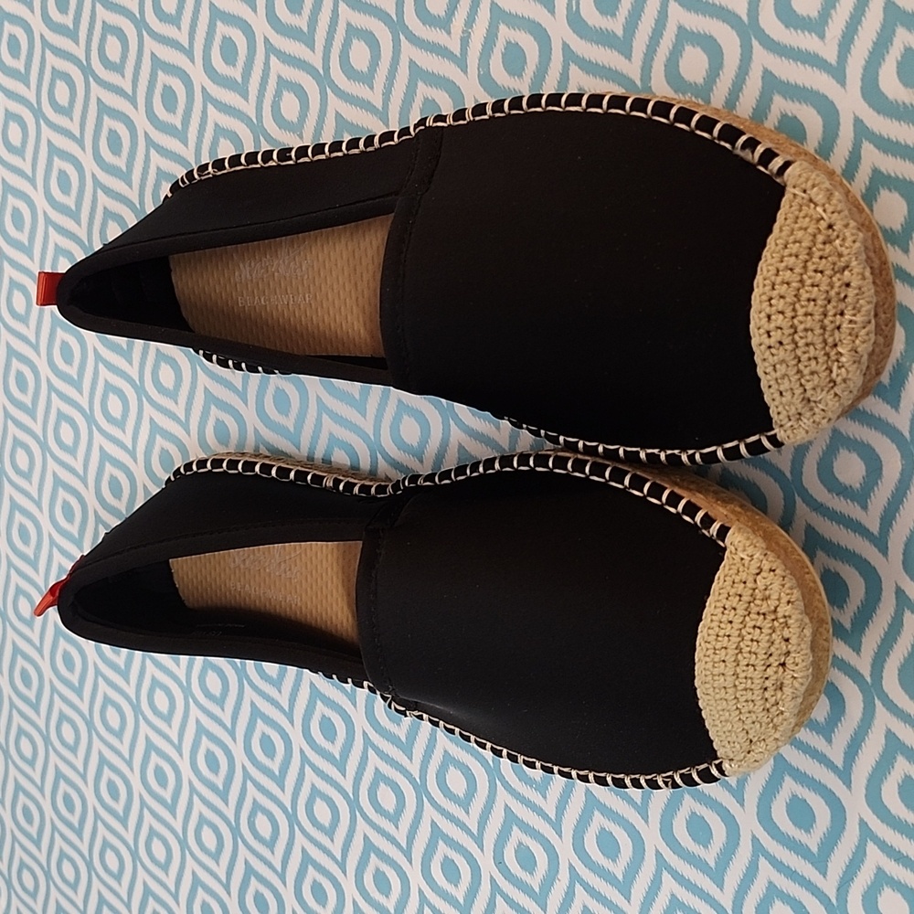 Sea star beachwear beachcomber espadrille size 8 black shoes